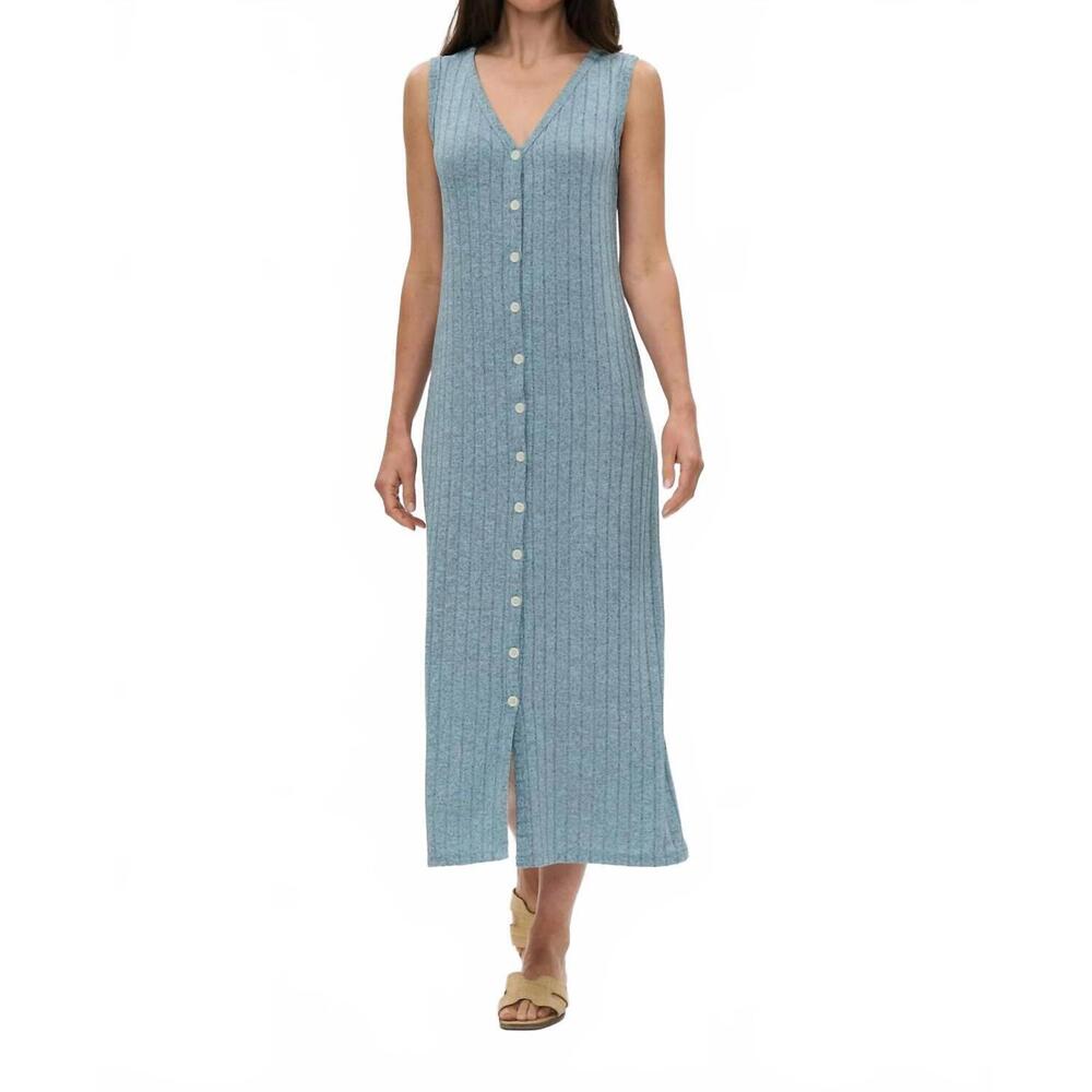 NEW SIX/FIFTY sutton ribbed button dress in blue